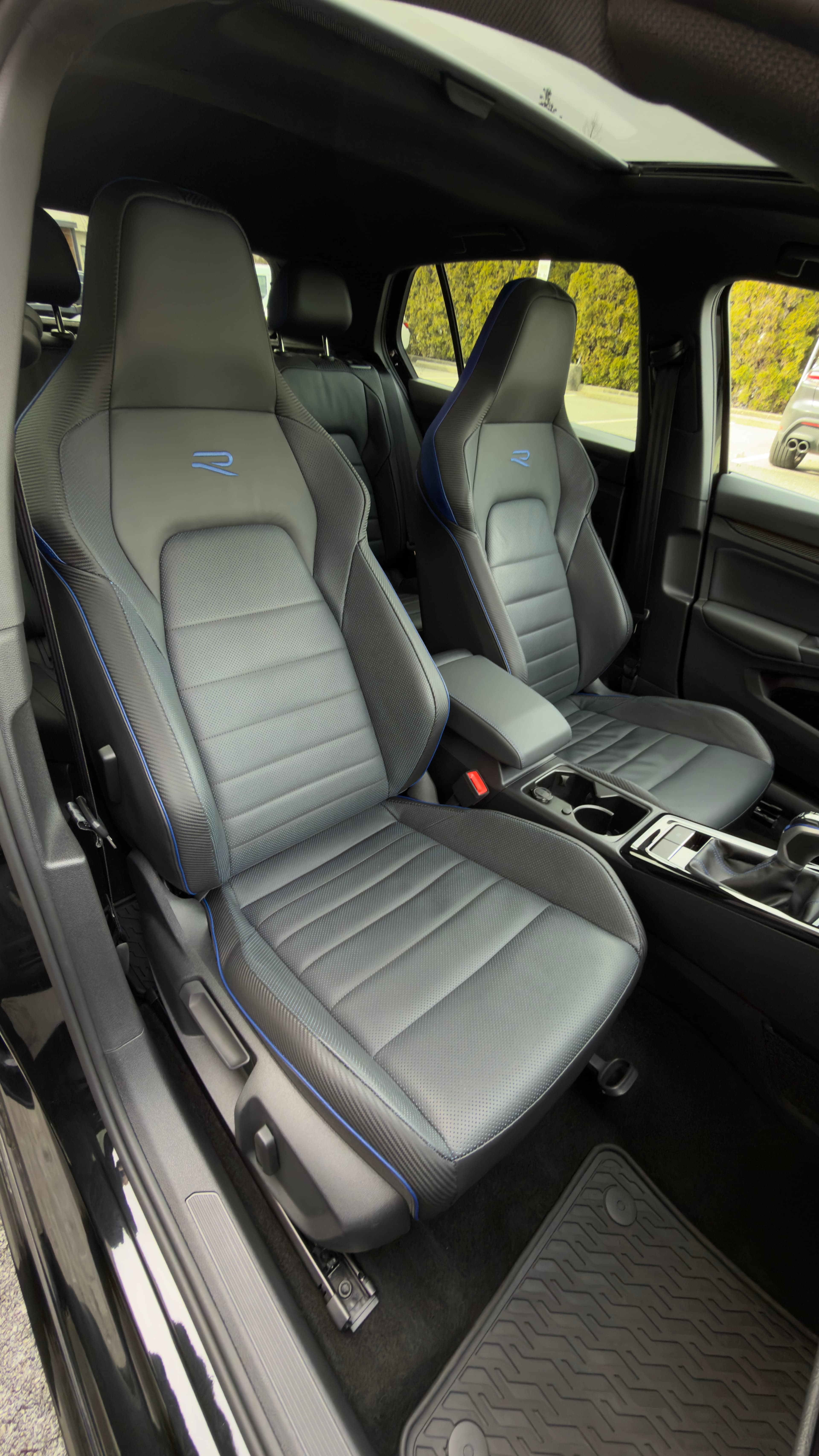 Deep-cleaned and conditioned leather seats after interior car detailing in Vancouver