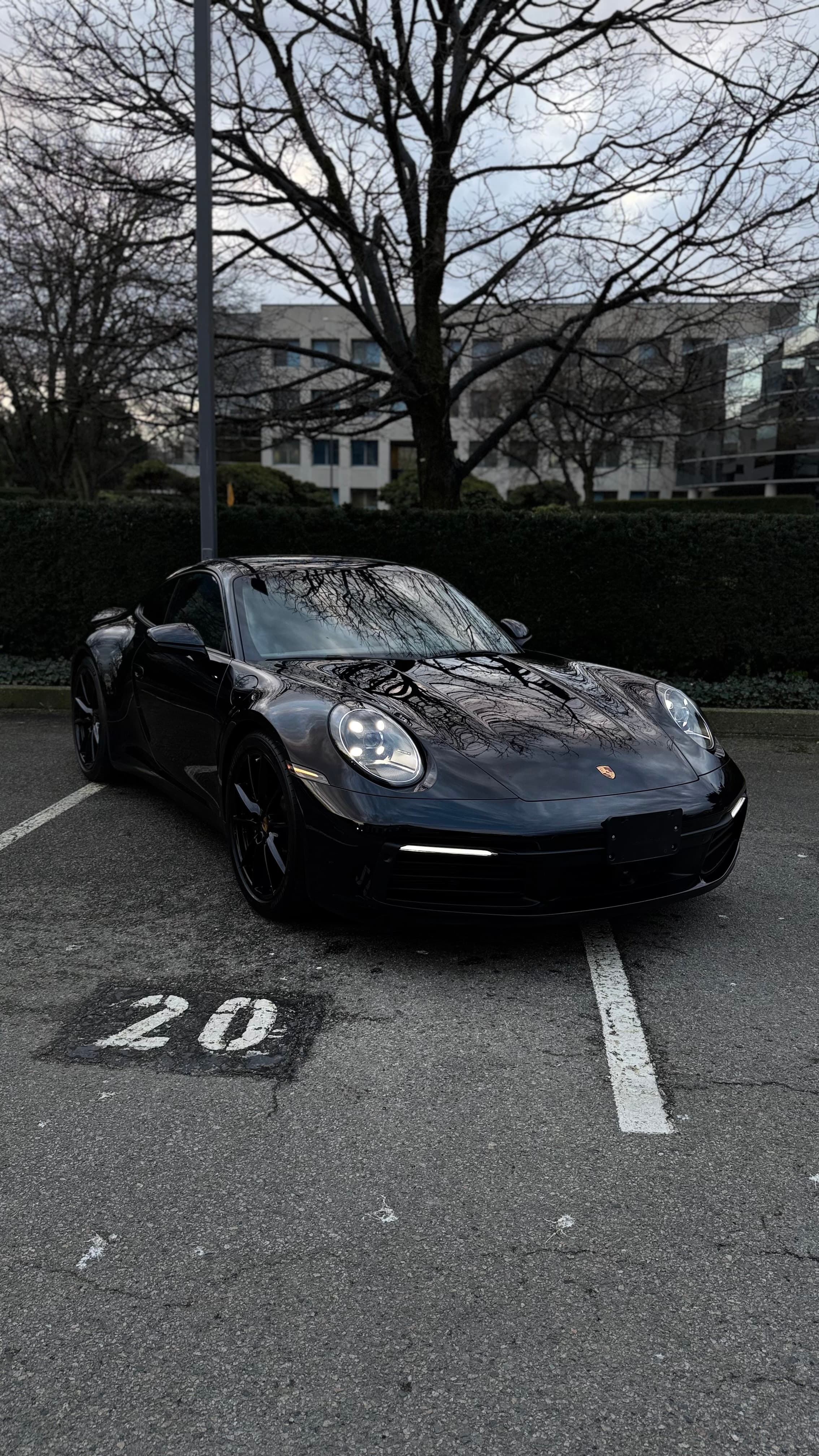 Freshly detailed black Porsche 911 — mobile car detailing in Vancouver by Crystal Gloss Auto Detail